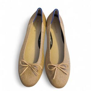 Rothy’s Women’s Size 12 Ballet Flats Metallic Gold Round Toe Eco Knit Shoes